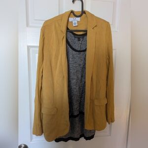 Women's Magaschoni Mustard Yellow Blazer Rayon M